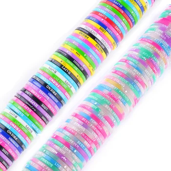 100ks/Veľa Veľkoobchod Módne Mini Candy Farby Svetla Vytlačené Silikónové Náramky pre Deti, Dospelých Gumy na Zápästie Šperky