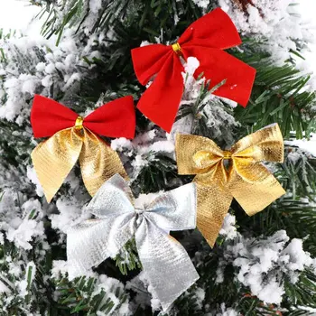 12pcs Vianočné Červená Malý Luk XmasTree Závesné Dekorácie Červená/Zlatá/Strieborná Bowknot Prívesok DIY Holiday Party Decor