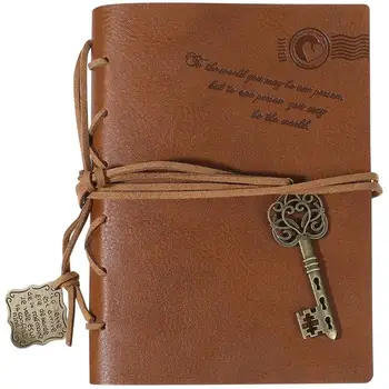 1pc Klasické Retro Vintage Štýle PU Kryt String Key Viazaný Prázdne Notebook 320 Stránok a poznámkový blok Cestovný Denník Denník Sketchbook