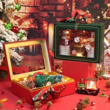 2022 Vianočné Darčekové Krabice Vianočné Hračky Súčasnosti DIY Balenie Dekor Cartoon Jasné Okno Papierové Krabice na Vianoce, Nový Rok, Darček