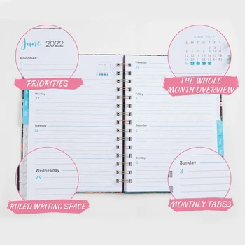 2023 Program Kniha Plánovač Denného Plánu, Knihy, Ročný Kalendár, Kniha A5 Cievka Notebook Anglický Notebook Memo List, Písacie Potreby