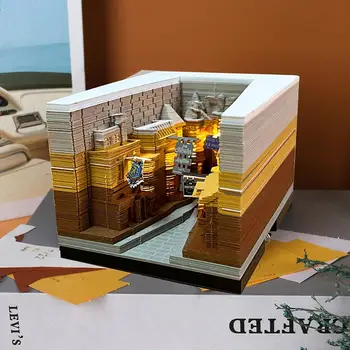 2024 Kalendár 3D poznámkový blok Uhlopriečka Alley 264Sheet DIY Pad Svetlá na Vianočné Blok Papiera Poznámky Memo Darčeky Dom Led H3J8