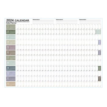 2024 nástenný Kalendár 2024 Ročné Plný Kalendár, Plánovač, Kalendár nástenný Kalendár Plagát, Dekorácie pre Domov Školského Úradu,
