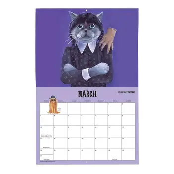 2024 Nástenný Kalendár Mačky Scaredy Mačka Mesačný Kalendár Roztomilý A Hangable Denný Plánovač Prehodiť Nástenný Kalendár Pre Domáce A