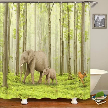 3D Svitu Lesnej Krajiny Vytlačené Sprchový Záves Kúpeľňa Záclony Polyester Domova Záves S Hákom Opony 72x72 palec