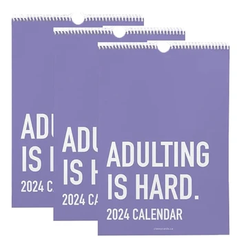 3KS Adulting Je Ťažké 2024 Kalendár, 2024 Mesačné Inšpiratívne nástenný Kalendár Pre Dospelých, Projektanti Pre Office Kalendár Trvanlivé