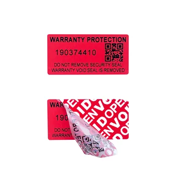 40X20mm červená nepreniknuteľný nálepky neprenosné bezpečnostné záruky neplatné opakovane použiteľné obaly, nálepky/pečiatka so sériovým číslom