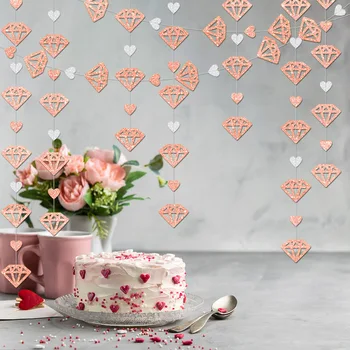 4m Valentína Banner Prívesok Svadobné Party Miestnosti, Dekoratívne Predmety Super Flash Rose Gold Diamond Láska Lak Girlandy
