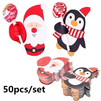 50Pcs Veľa Vianočné Roztomilý Darčekový Balíček Decor Karty Krásne Penguin a Santa Claus Lízatko Cukroví a Dekorácie Denník Nálepky