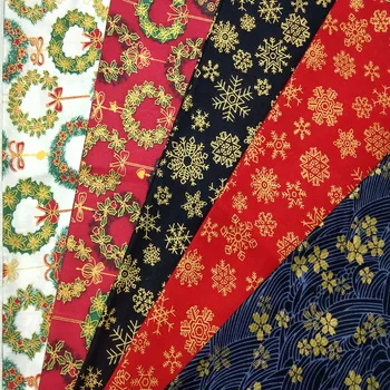 50x100cm Klasické Červená Modrá Zlatá Razenie Vianočné Kvetinový Veniec Snowflake Sakura Kvet Bavlny Trwill Kvetinový Textílie Patchwork