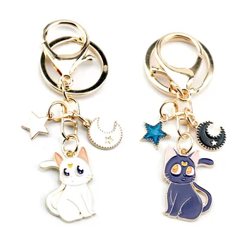 Anime Sailor Moon Keychain Tsukino Usagi Luna Mačka Tlačidlo Krúžky Rekvizity Prívesok Príslušenstvo Darčeková Taška Ornament