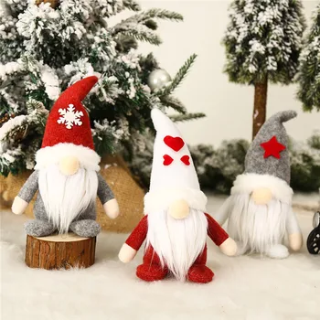 Anonymný Gnome Starý Muž S Bielou Šedá Red Hat Vianočné Festival Decoratinos Home Table Vianočné Ozdoby