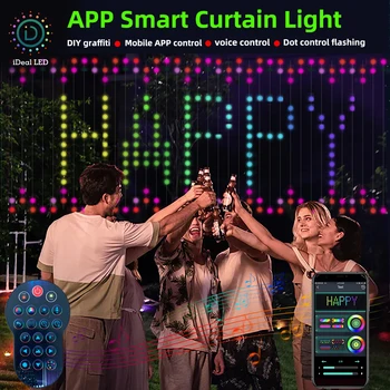 APLIKÁCIA Smart Opony Svetlá Ilúzie RGB LED Svetlá Bluetooth Ovládanie DIY Obrázok, Text Vhodný pre Dovolenku Strany a Reklama