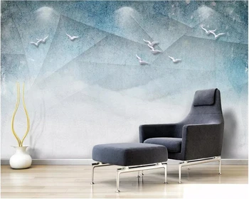 beibehang Vlastnú tapetu 3d photo nástenná maľba Nordic minimalistický abstraktné línie geometrie vták, TV joj, steny papier abstraktných de parede