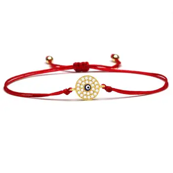 Biela AAA Cubic Zirconia Kamene turecký Zlým Okom Kúzlo Náramok Ženy Grils Medi CZ Oko Červená String Elegantná Jemné Šperky