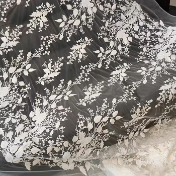Biele Svadobné Šaty Headdress Kvet, List Výšivky, Čipky Textílie Ručné DIY Príslušenstvo Dizajnér Textílie