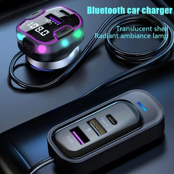 Bluetoothcompatible 5.3 Adaptér do Auta Zvuk Rádio súprava Handsfree Hovory Rýchle Nabíjanie USB Typu C AUX Adaptér CigarettesLighter