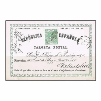 C1641.1 # Španielsko 1873. Matron a čísla. Zelená a čierna. Vrátiť (U) ED # P6b