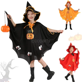 Deti Halloween Plášť S Tekvicové Lebky Ghost Cape Dievčatá Chlapci Čarodejnice Cosplay Kostým Trick Or Treat Festival Party Zdobiť