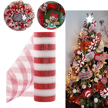 DIY Červená Biela Candy Cane Dekorácie, Ručne vyrábané Vianočný Veniec Strom Pruhy Oka, Meterial Robiť, Vianočné Ozdoby, Baliace Siete