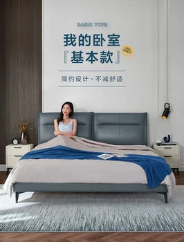 Domov kožené postele svetlo luxusné moderné jednoduché spálňa kožené umenia queen bed 1.8 m dvojité nábytok