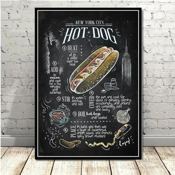 Hamburger Hranolčeky Pizza Hot Dog Plagát na Stenu Vytlačí Fast Food Plátno, Maľovanie obrazov na Stenu pre Kuchyne, Reštaurácie Decor Č Rám