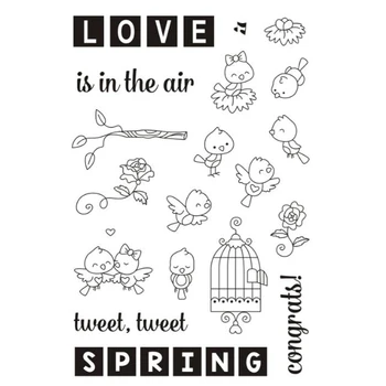 happry vták pečiatky láska je vo vzduchu karty výrobu pečiatok jar scrapbooking pečiatok