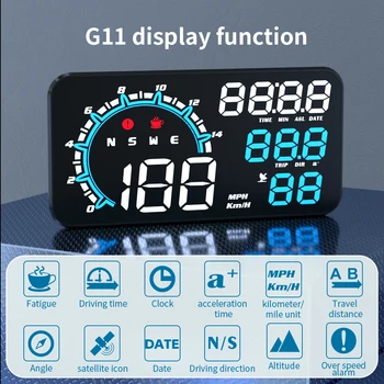 Head-up Display Rozchod GPS Tachometer HD LCD Displejom Projektor s Časom Kompas Kilometrov Únava Jazdy Alarm prekročenia rýchlosti