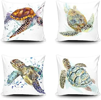 Hodiť vankúš korytnačka akvarel roztomilé morské zviera dekorácie obliečka na vankúš domáce dekorácie gauč vankúš