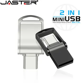 JASTER Typu C, USB 2.0 Flash Disky 128GB Kovu Otočná Memory Stick Palec Pen Drive 64 gb Black 16GB 32GB Kreatívny Darček U diskov