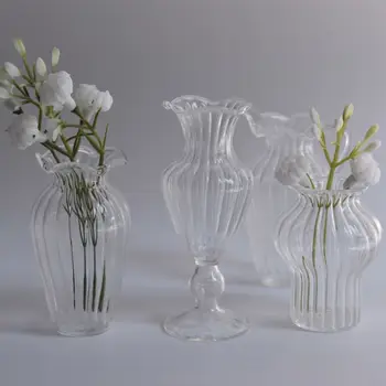 Kreatívne Mini Sklenené Vázy Svadobné Party Transparentné Hydroponics Rastlín Kvetinové Vázy Ploche Ozdoby Domáce Dekorácie Umenie Fľašu