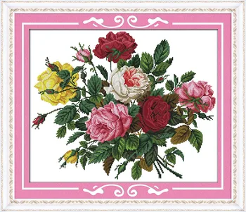 Krásne ruže cross stitch auta kvet 18ct 14ct 11ct počítať vytlačené plátno šitie, vyšívanie HOBBY ručné vyšívanie