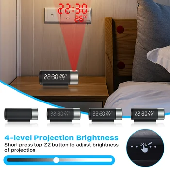 LED Digitálny Projekčný Budík Sledovať Tabuľka Elektronické Ploche Hodiny USB Wake Up Čas Projektor Automatické Podsvietenie Spánok