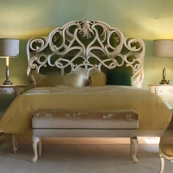 Masívneho dreva vyrezávané luxusné princezná neoklasicistickom dvojlôžková spálňa svadobné posteľ