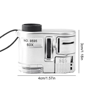 Mini Vreckový Mikroskop Elektrické 60x lupou UV LED Prenosné Ručné Lupa pre Domáce Vonkajšie
