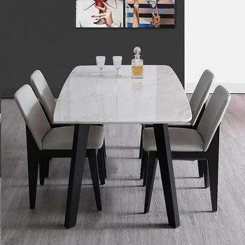 Moderný Minimalistický Obdĺžnikový Jedálenský Stôl Luxusný Taliansky Typ Rock Doska Ploche Tabuľka Nastavenia Muebles Reštaurácia, Kaviareň Nábytok