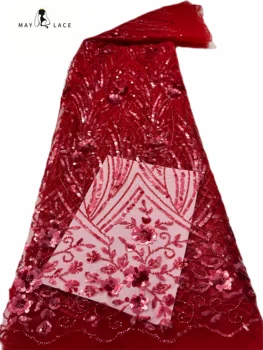 Môže Čipky Afriky Sequined Čipky Textílie 2023 Vysokú Kvalitu Výšivky Nigérijský Francúzsky Oka Ženícha Čipky Textílie Na Svadby Materiál