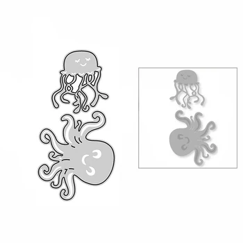 Nové 2022 Octopus Ryby DIY Plavidlá, Rezanie Kovov, Zomrie pre Scrapbooking a Karty, Takže Medúzy Dekoratívne Razba Formy Bez Pečiatky