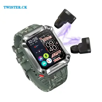Nové T93 Smart Hodinky 3 V 1 TWS Slúchadlá 4GB Veľké Pamäte Bluetooth Hovor 1.96 Obrazovke Miestne Hudobné Slúchadlá Športové Mužov Smartwatch