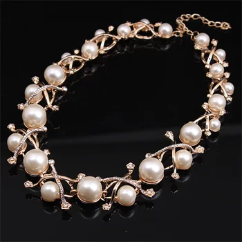 Očarujúce White Pearl Zlato, Striebro Choker Náhrdelník Žena je Jednoduché, Elegantné Šperky Darček Trendy Svadobné Narodeniny Banquet Darček