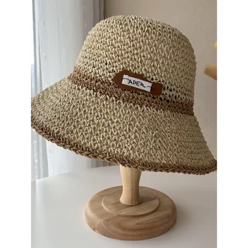 Rybár klobúk dámske letné módy vydlabaných slnko clonu skladacia opaľovací krém dovolenku ručne tkané slamený klobúk Slnko, pláž hat