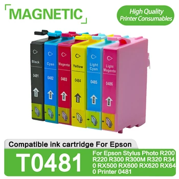 T0481 6pcs kompatibilné atramentové cartridge Pre Epson Stylus Photo R200 R220 R300 R300M R320 R340 RX500 RX600 RX620 RX640 Tlačiareň 0481