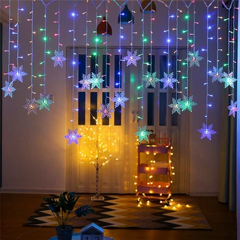 Vianočná Vločka LED Reťazec svetlá Blikajúce Svetlá Opony Ľahké Nepremokavé Dovolenku Strany Vianočné Dekorácie Víla Svetlo