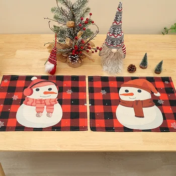 Vianočný Stôl Placemat Umývateľný Stolný Podložky Snehuliak Snehové Vločky A V Zime Snehuliak