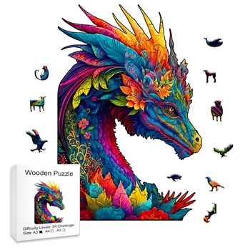 Výzvou vaše duše s týmto super ťažké, farebné dragon drevené puzzle - ideálny pre domáce hry pre dospelých a deti!