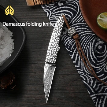 XTL Damasku ocele nôž, vonkajšie prenosné nôž, prenosné nôž, multi-funkčné ovocie nôž, skladací nôž, darčeková krabička